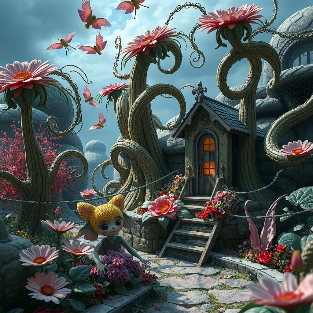 Surreal Landscape with Creepy Cute Creatures