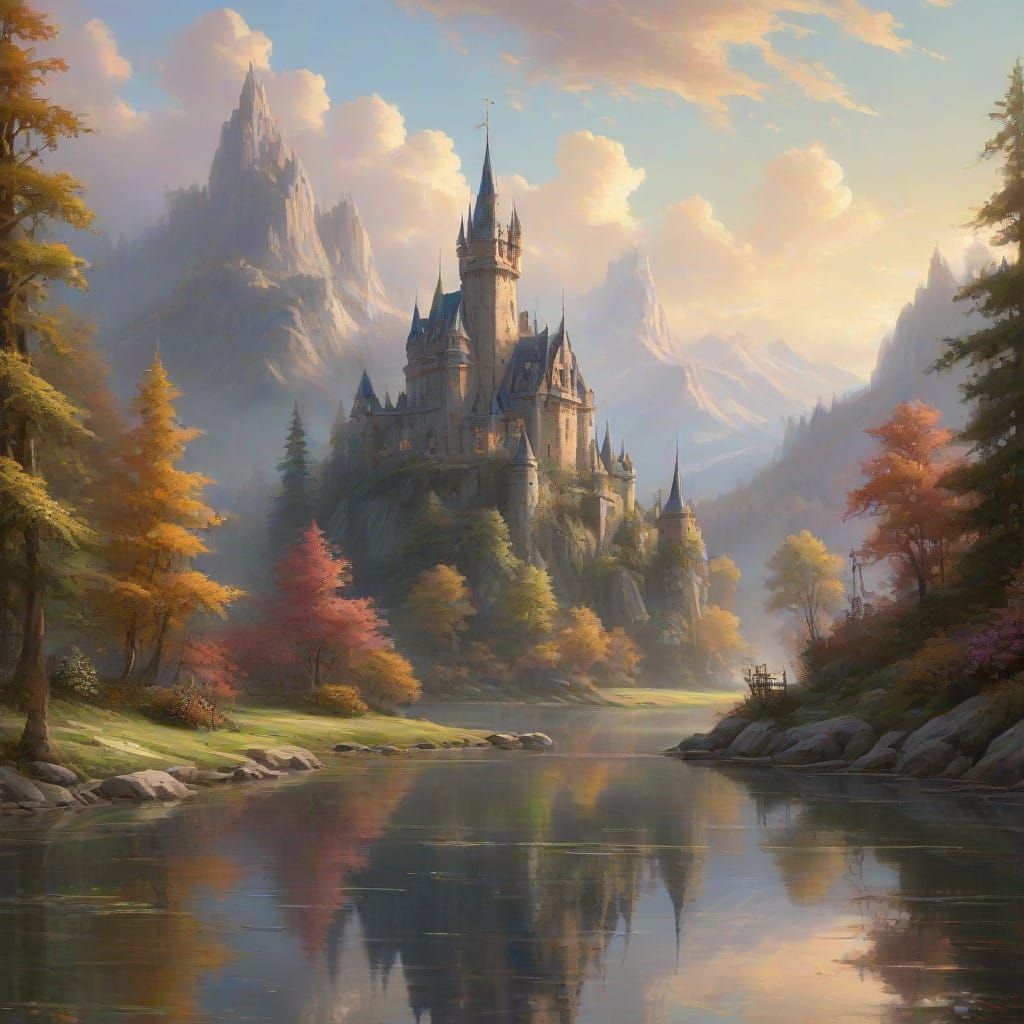 Mystical Hogwarts-Inspired Castle Amidst Whimsical Forest an...