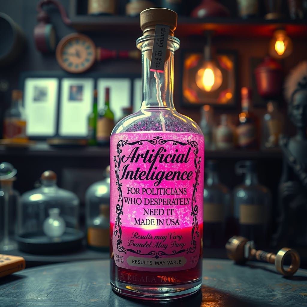 Elegant Apothecary Bottle with Shimmering AI Potion