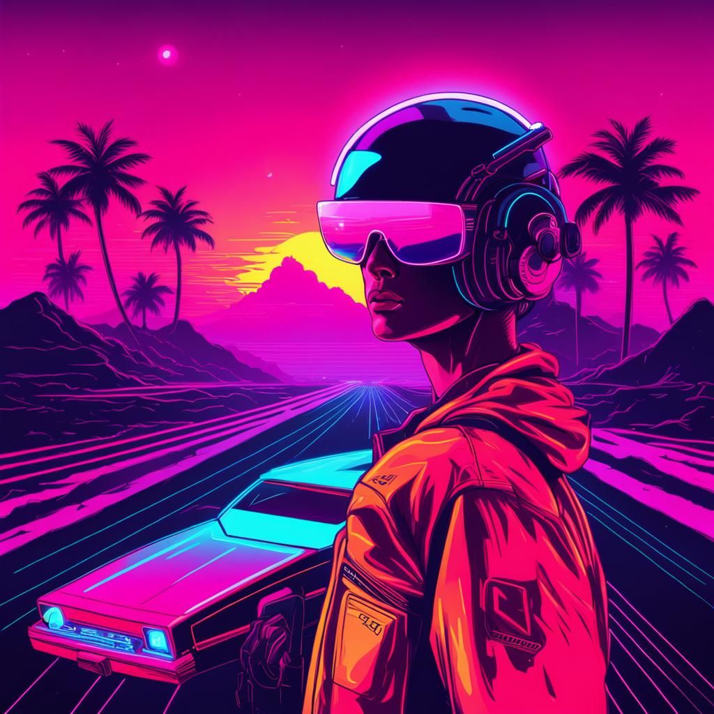 Retro Synthwave Neon Design in Synthwave Style