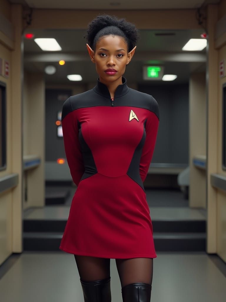 Star Trek Vulcan Woman on Starship Bridge