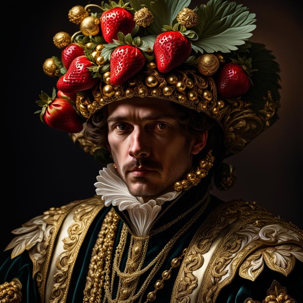 Baroque Noble Strawberry: A Majestic, Surreal Masterpiece