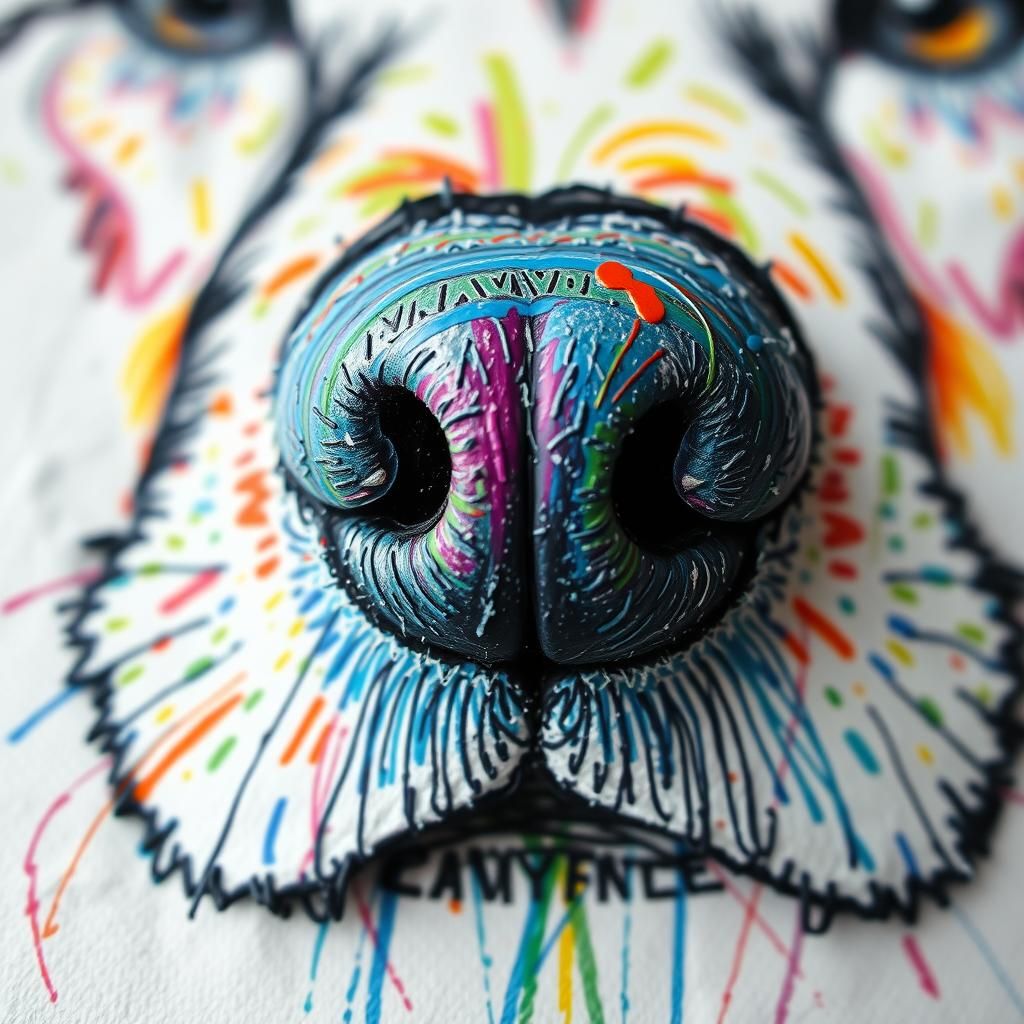 Child's Drawing of Dog Nose in Expressive Style