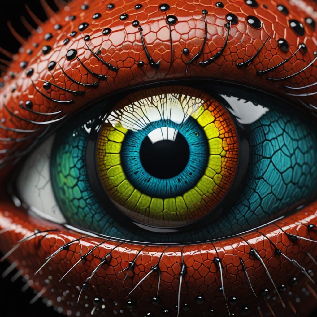 Snake Eye Under Microscope: Hyperdetailed Digital Art