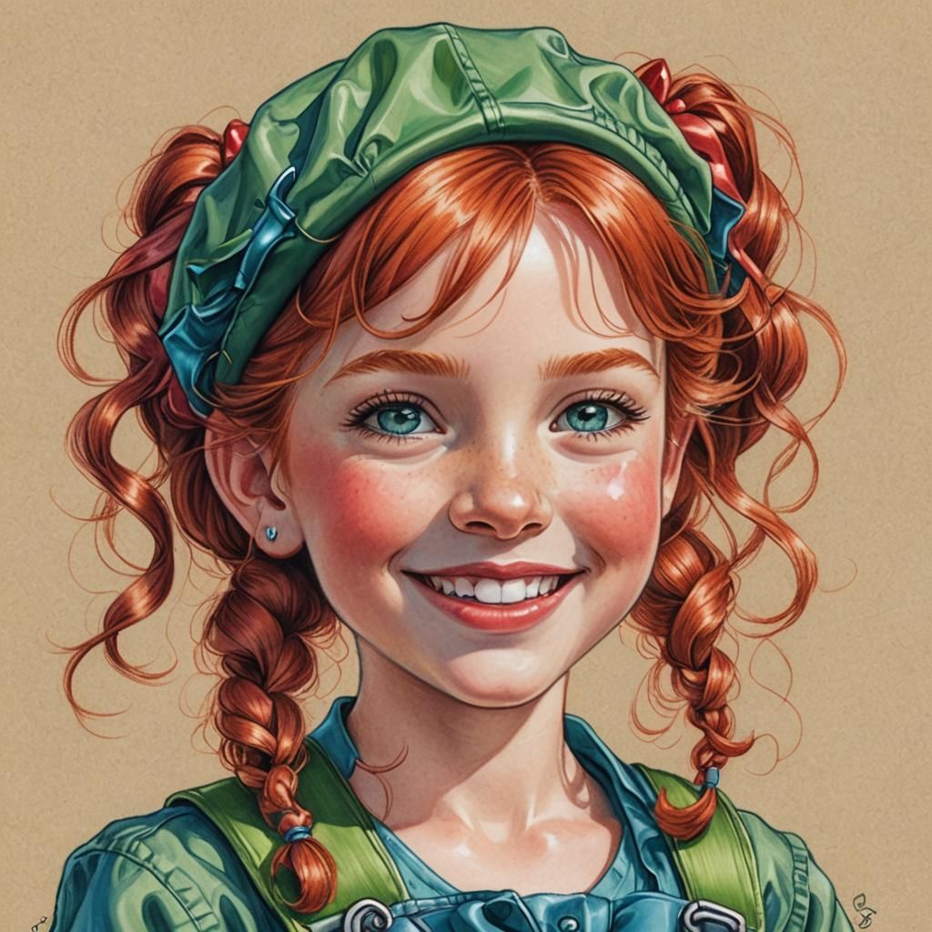 Smiling Girl Portrait in Colored Pencil Style