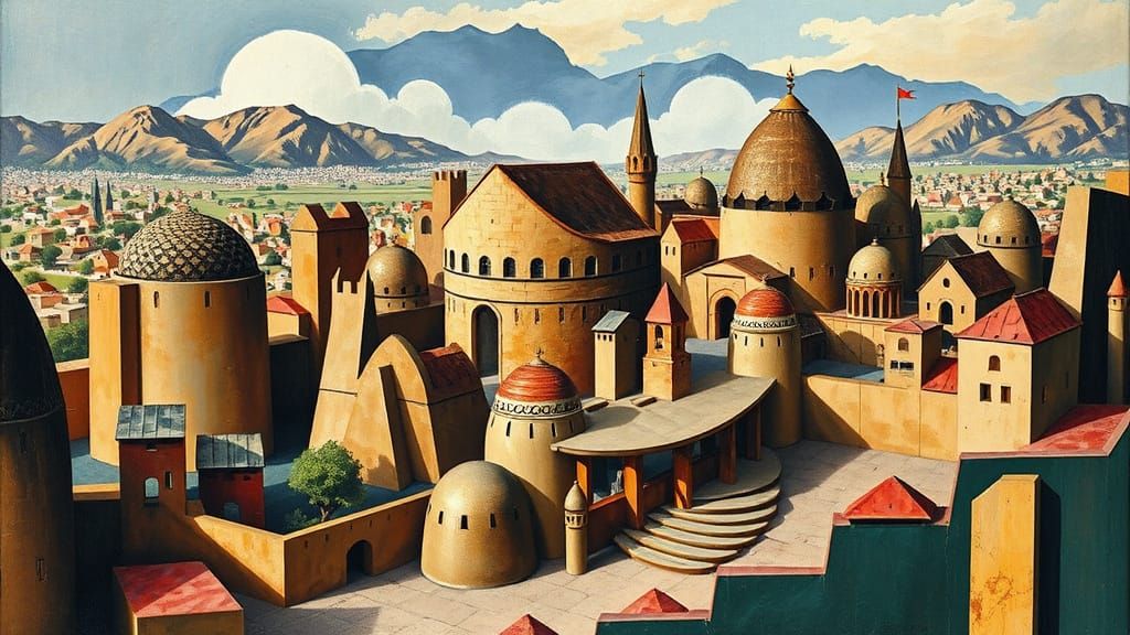 Cubist Cityscape of Minas Tirith in Picasso Style