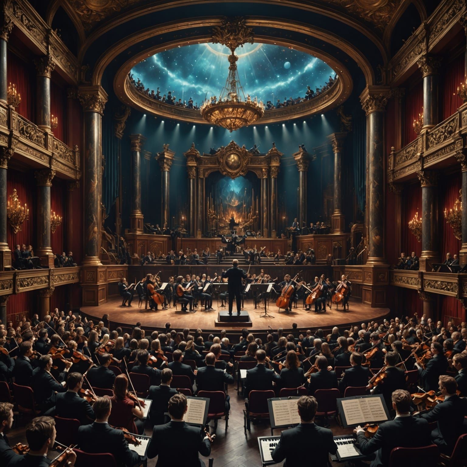 Vibrant Fantastical Theater Performance in Intricate Detail