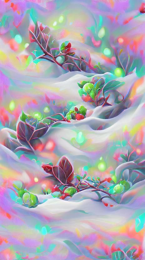 Glowing Snowy Woodland with Holly Berries