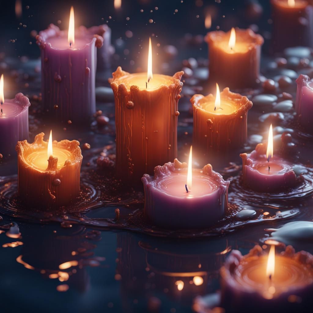 Fantastical Floating Candles in Detailed Matte Painting