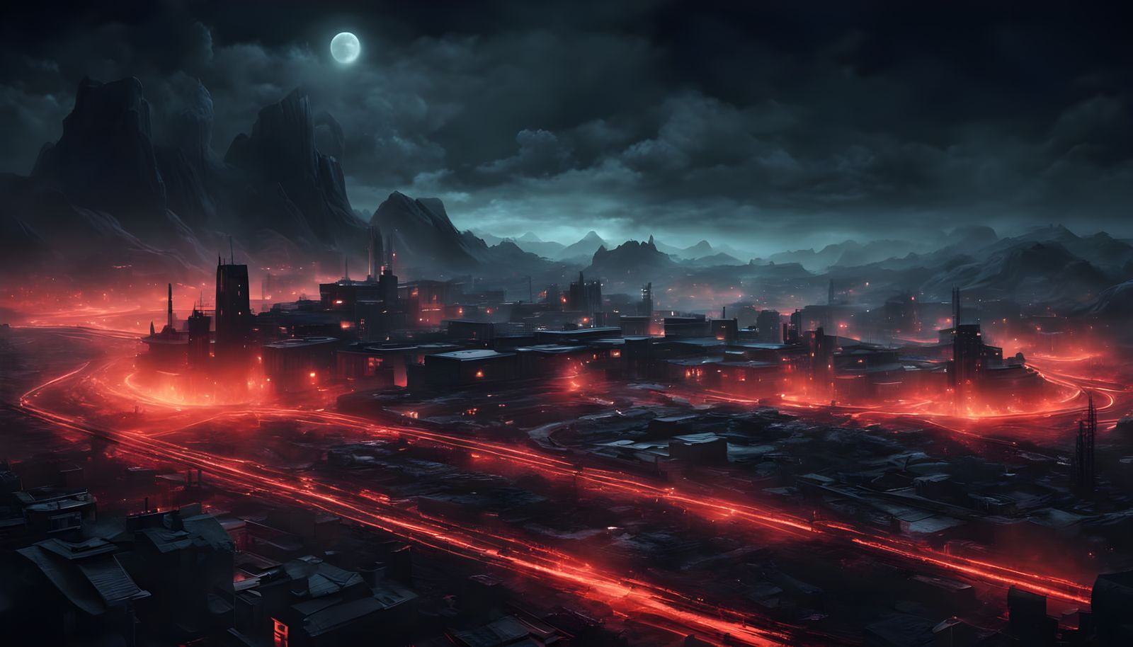 Glowing Red Slime Oozes Across Retro-Futuristic Cityscape