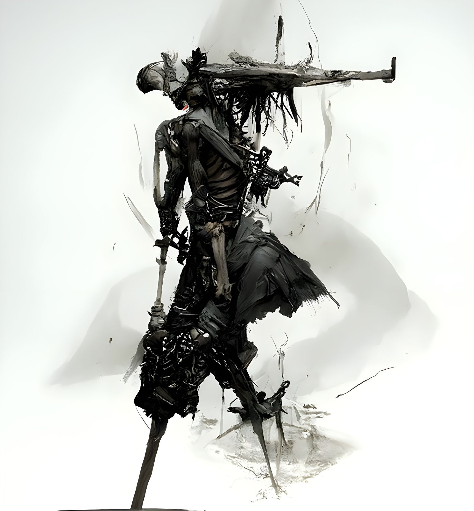 Skeletal Man With Peg Leg and Bone Sword