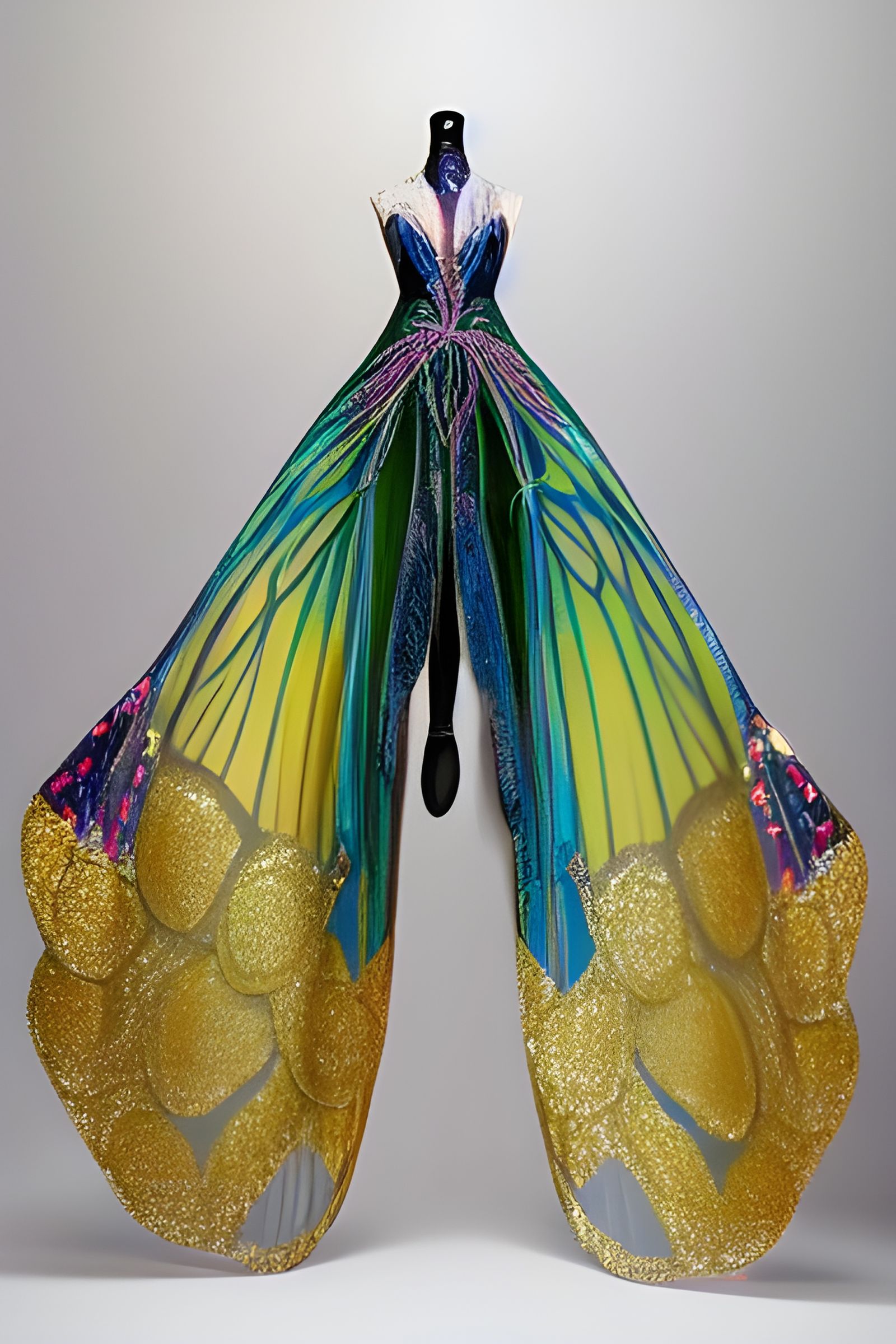 Butterfly Wing Gown Concept Art in Opalescent Glass
