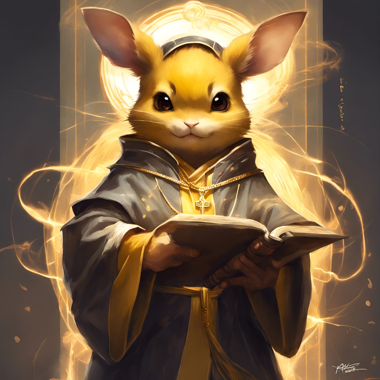 Raichu as Priest: Pixar-Style Detailed Portrait