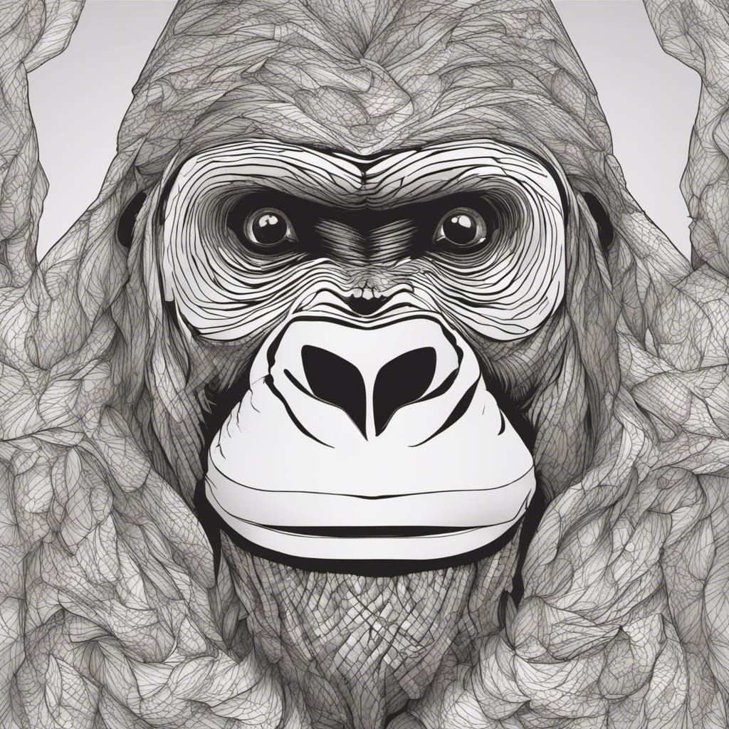 Abstract Gorilla with Zentangle and Fractal Elements