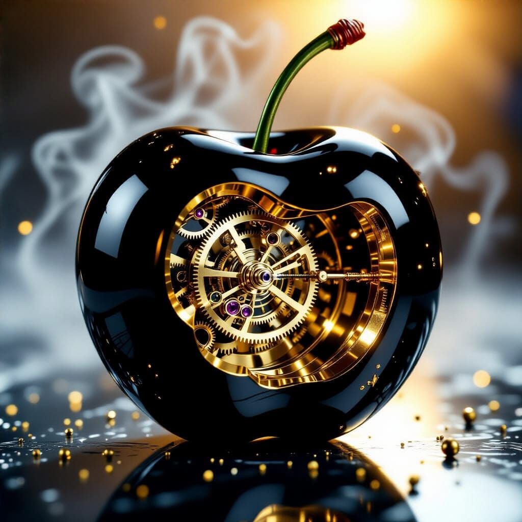 Obsidian Cherry with Golden Clockwork