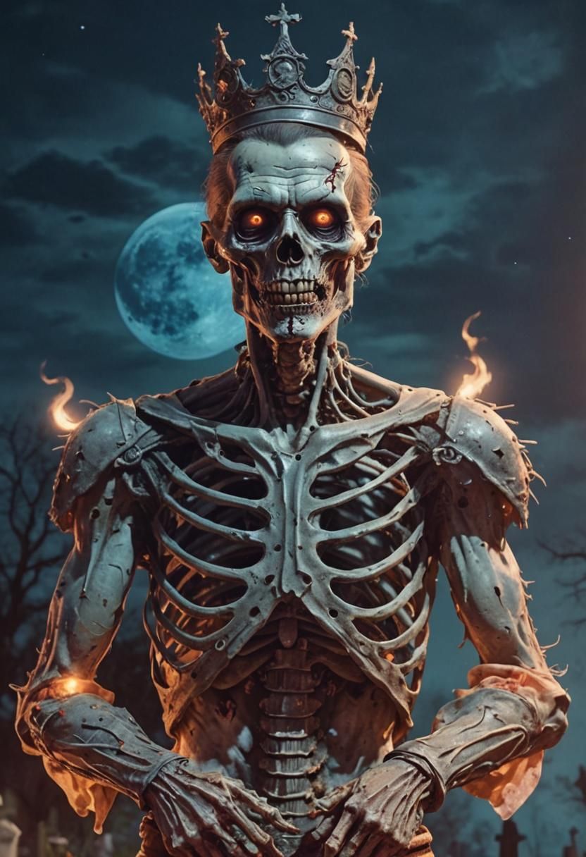 Dancing Zombies in Cemetery Under Moonlight