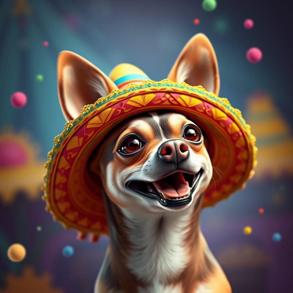Cheerful Chihuahua in Sombrero: Fantasy Concept Art