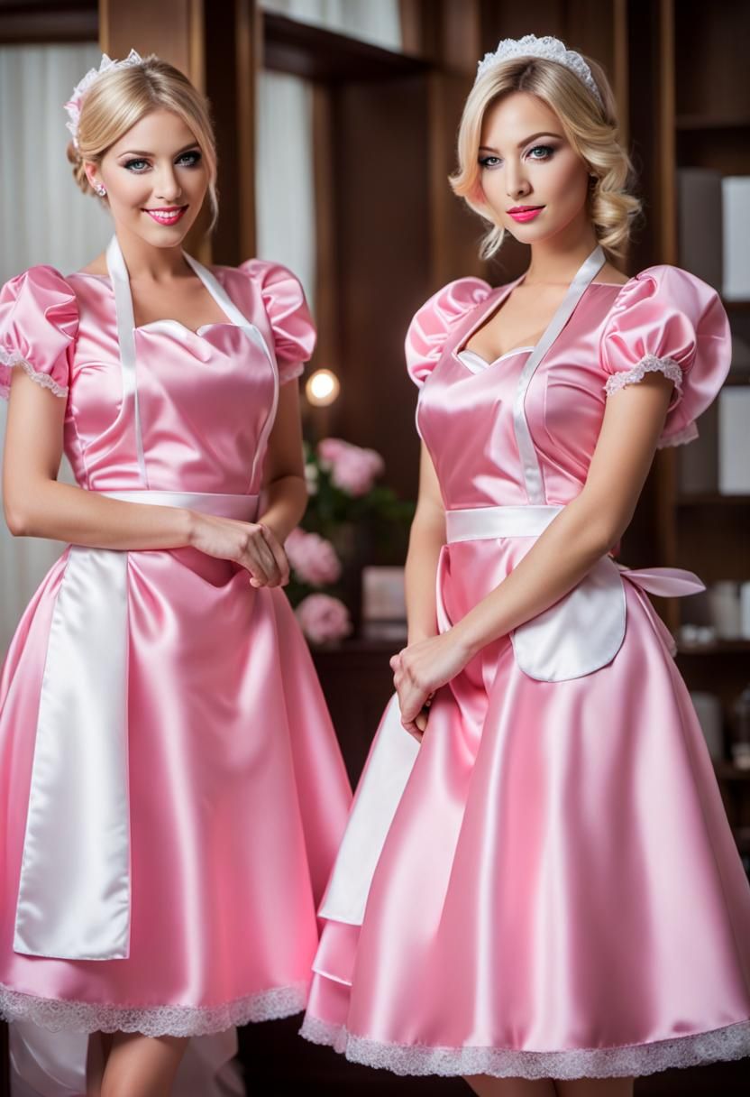 Pink Satin Maids: Professional Studio Photography