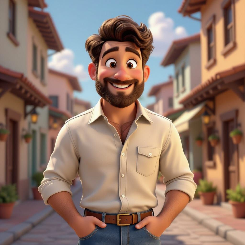Disney Pixar Style 3D Avatar of Smiling Blond Man