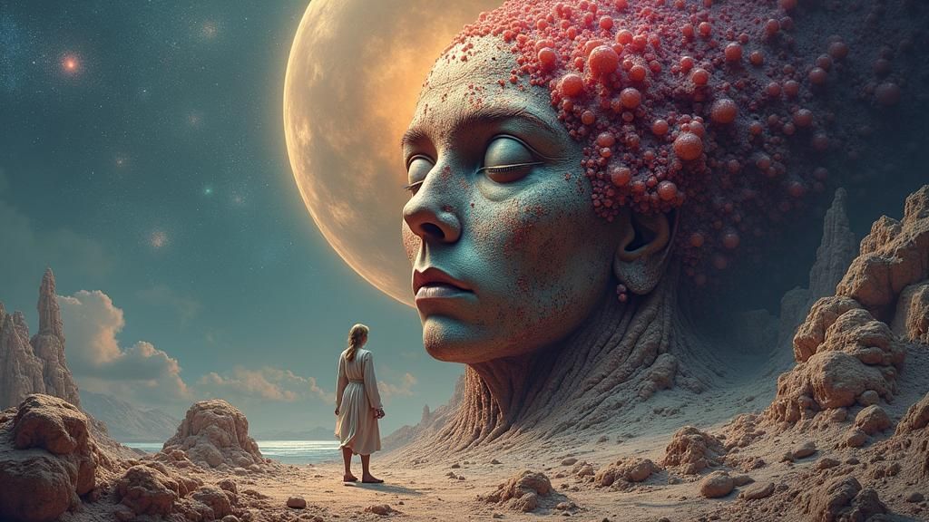 Apocalyptic Mandelbulb Psychedeliscape Portrait, Surreal Dig...