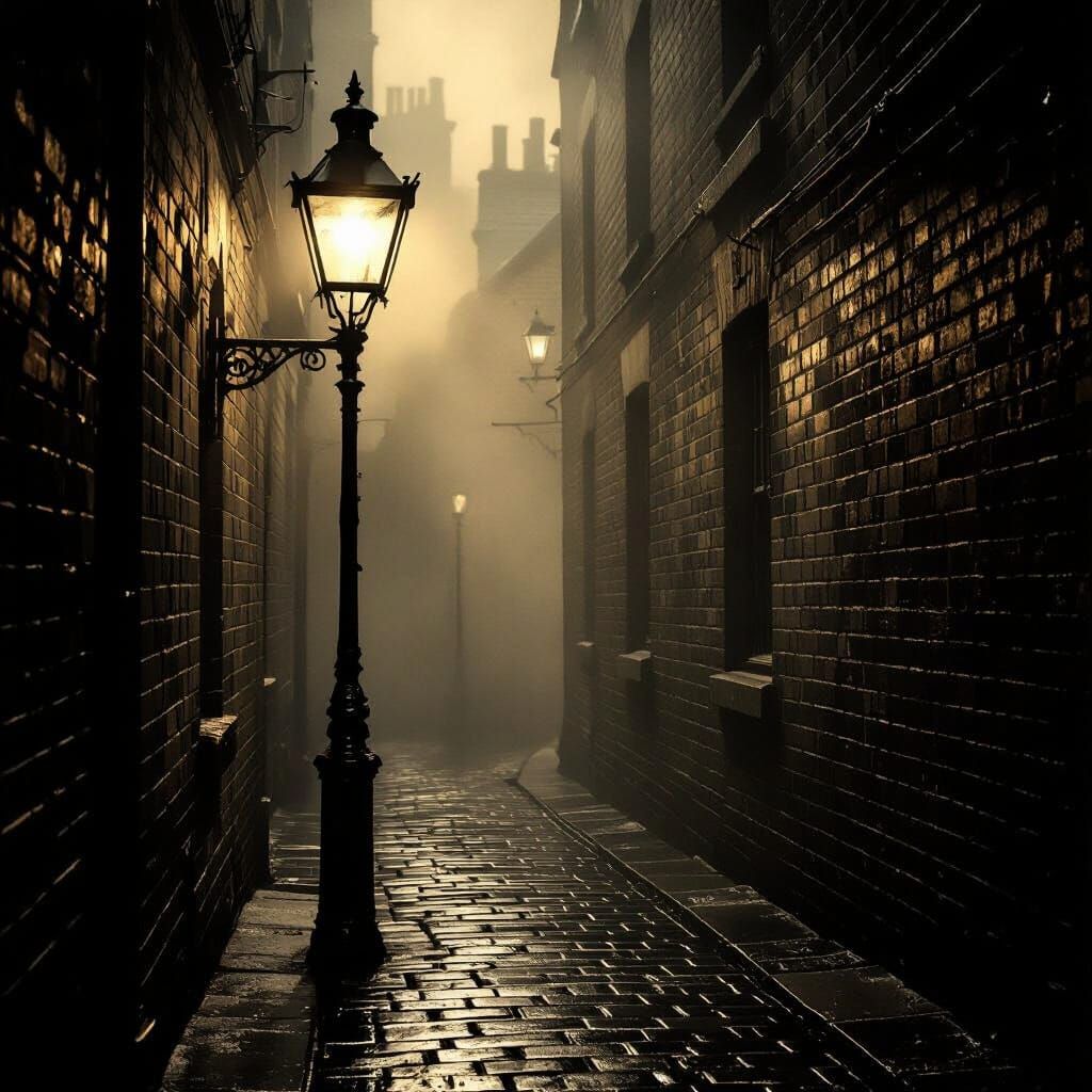 Victorian London Alleyway in Sepia Tones