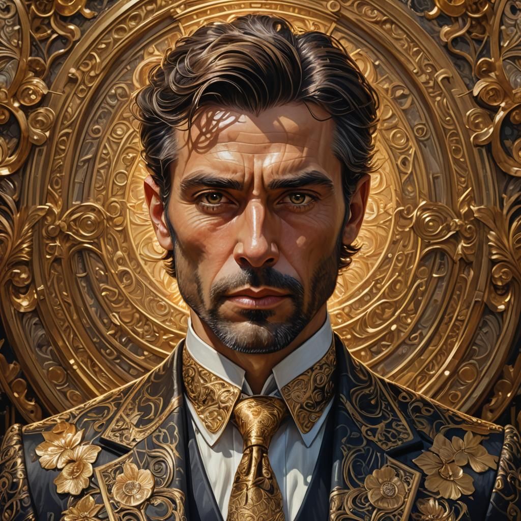 Ornate Portrait in Art Nouveau Style