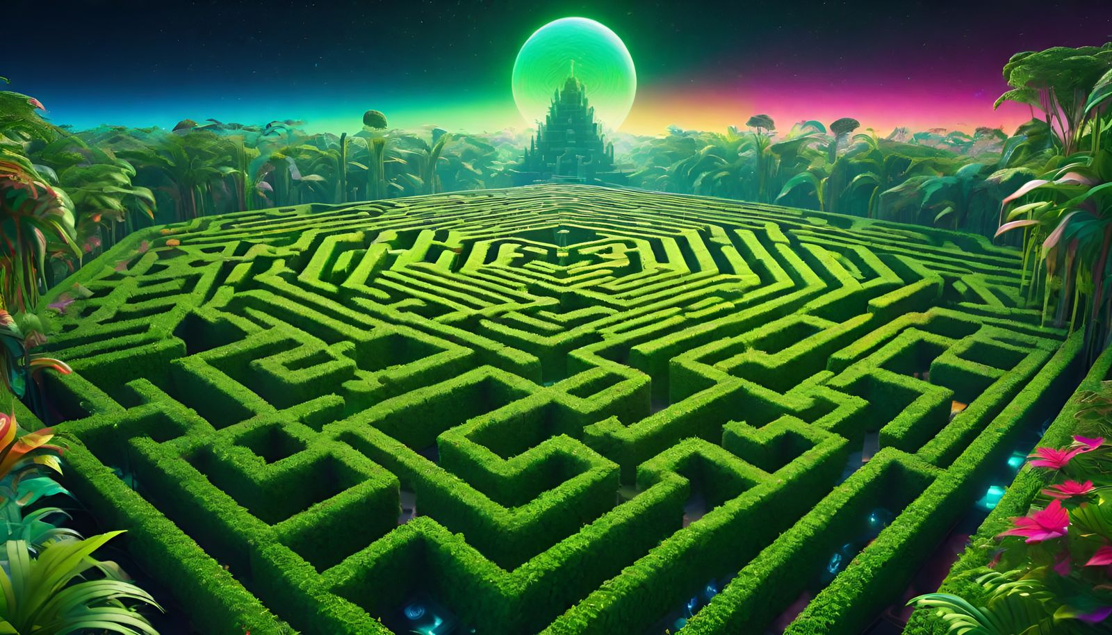 Psychedelic Jungle Maze in a Trippy Wonderland