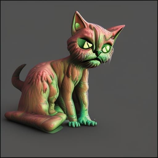 Grotesque 3D Mutant Zombie Cat