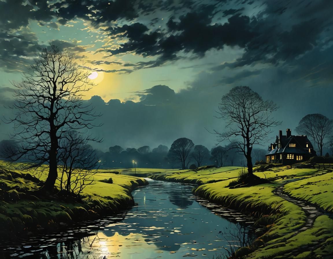 Moody Dark Sky in Luminist Impressionist Style