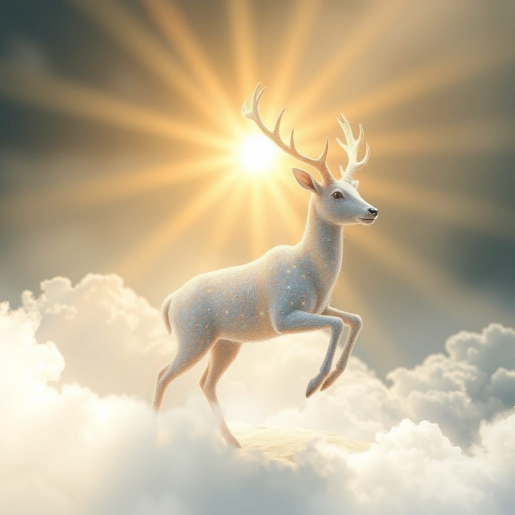 Stardust Deer in Dreamlike World: Ethereal Digital Art