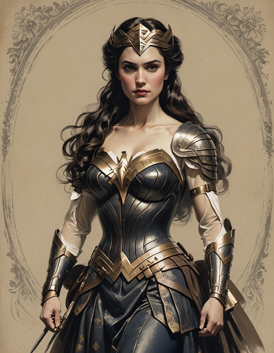 A Victorian-era Wonder Woman, in the style of Franz Xavier W...