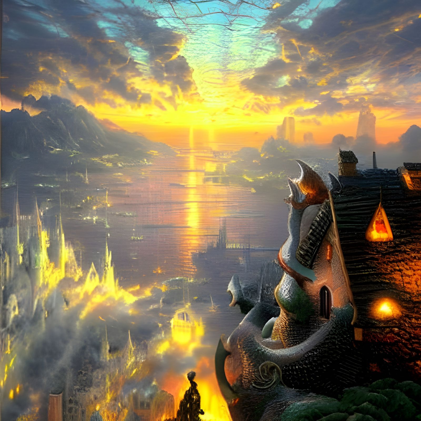 Dragon Guards City From Devil in Ethereal Fantasy