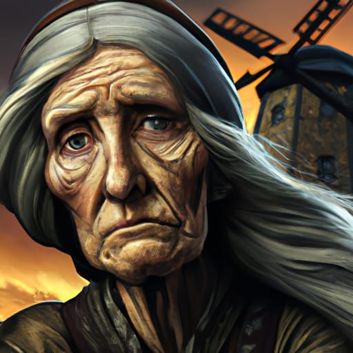 Sad Widow Portrait in Hyperdetailed Lighting