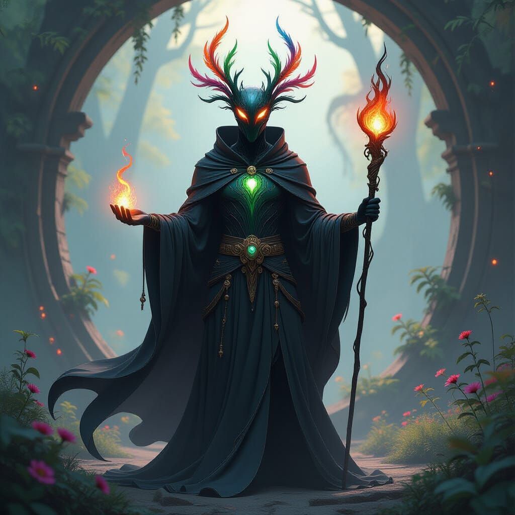 Shadow-Cloaked Crystalline Being in Candyland Style