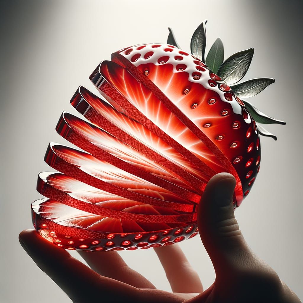 Glass Strawberry: A Sliced Transparent Sculpture