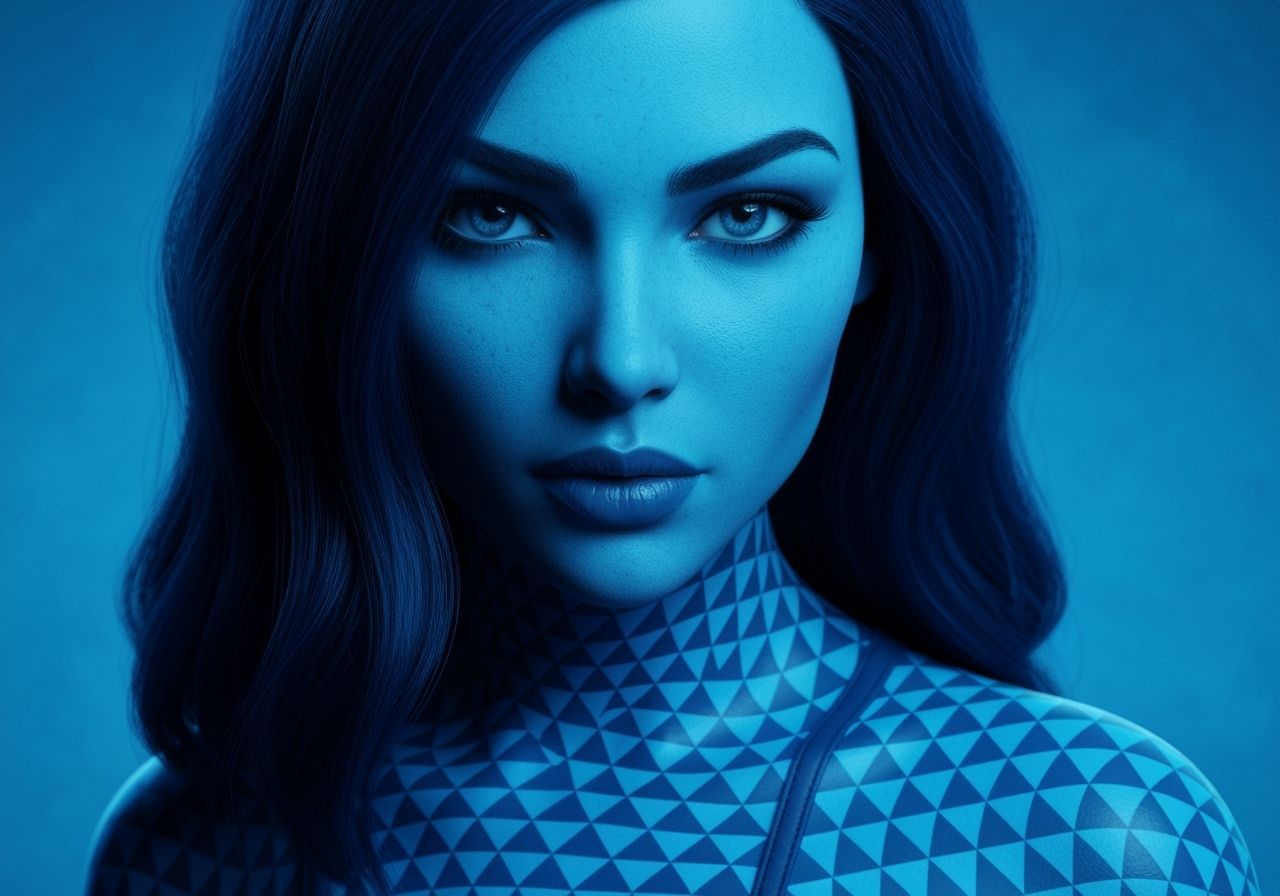 Ocean Woman in Viktor Vasarely Op-Art Style