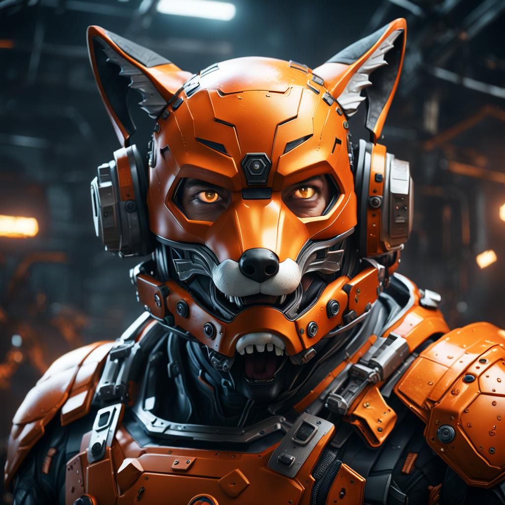 Superhero Foxman in Orange Metal Suit