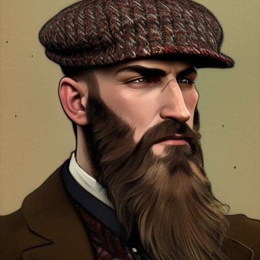 Handsome Scottish Man Portrait in Art Nouveau Style