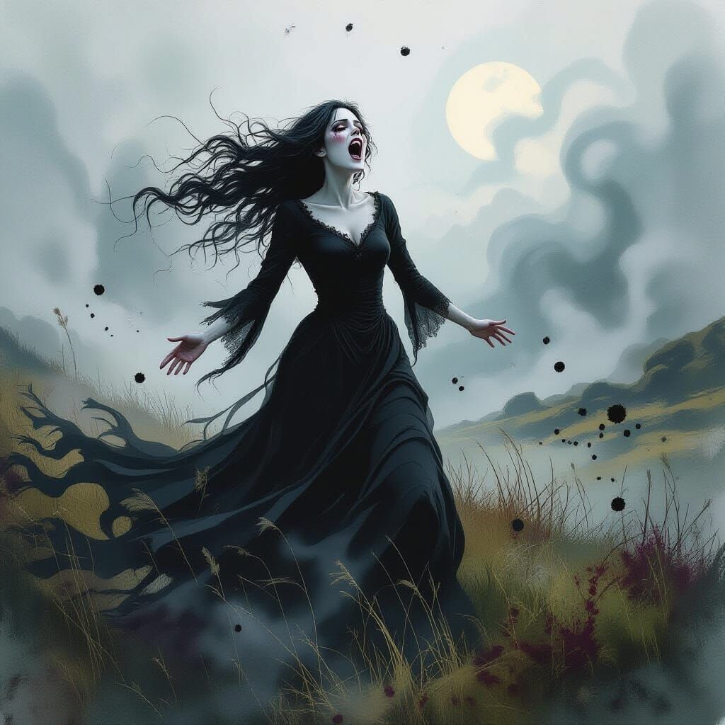Mystical Banshee Screaming in Irish Landscape