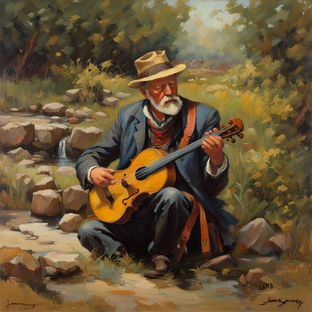 Musical Instruments in an Oil Painting Style