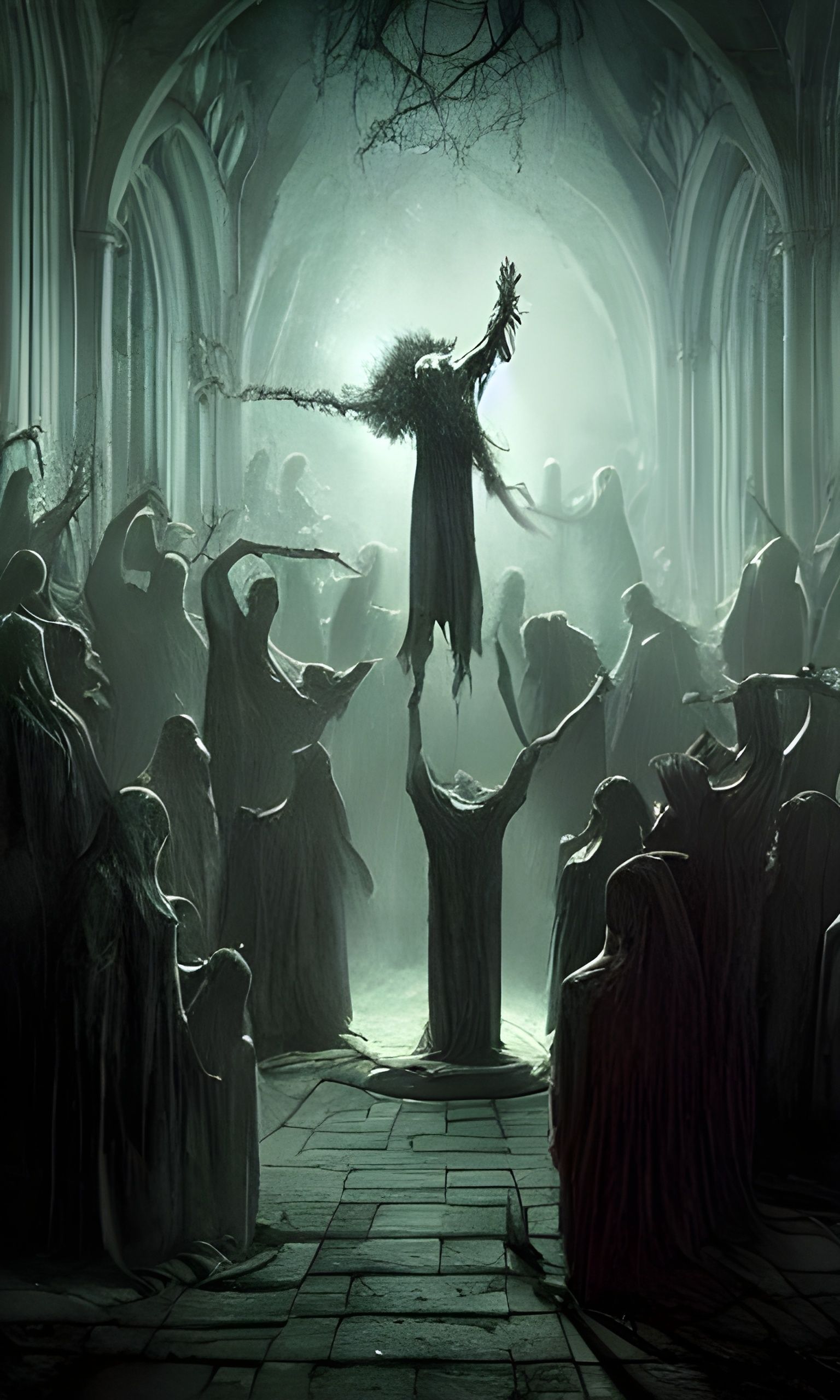 Macabre Cult Ritual in Gothic Horror Style