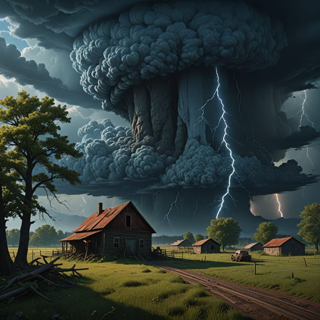 Stormy Cataclysm in a Detailed Matte Painting Style