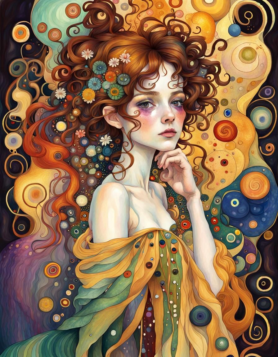 Fae Illustration in Klimt Style