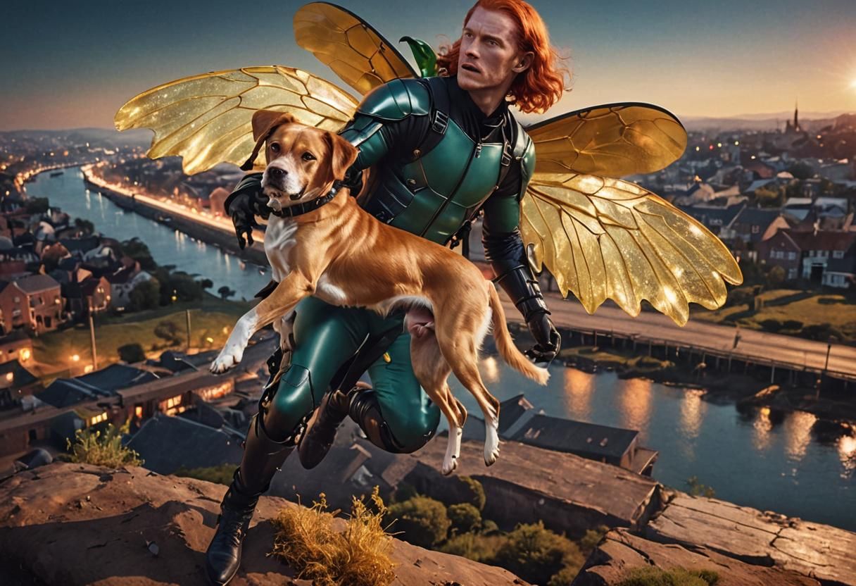 Redhead Male with Beetle Wings Flies, Film Still