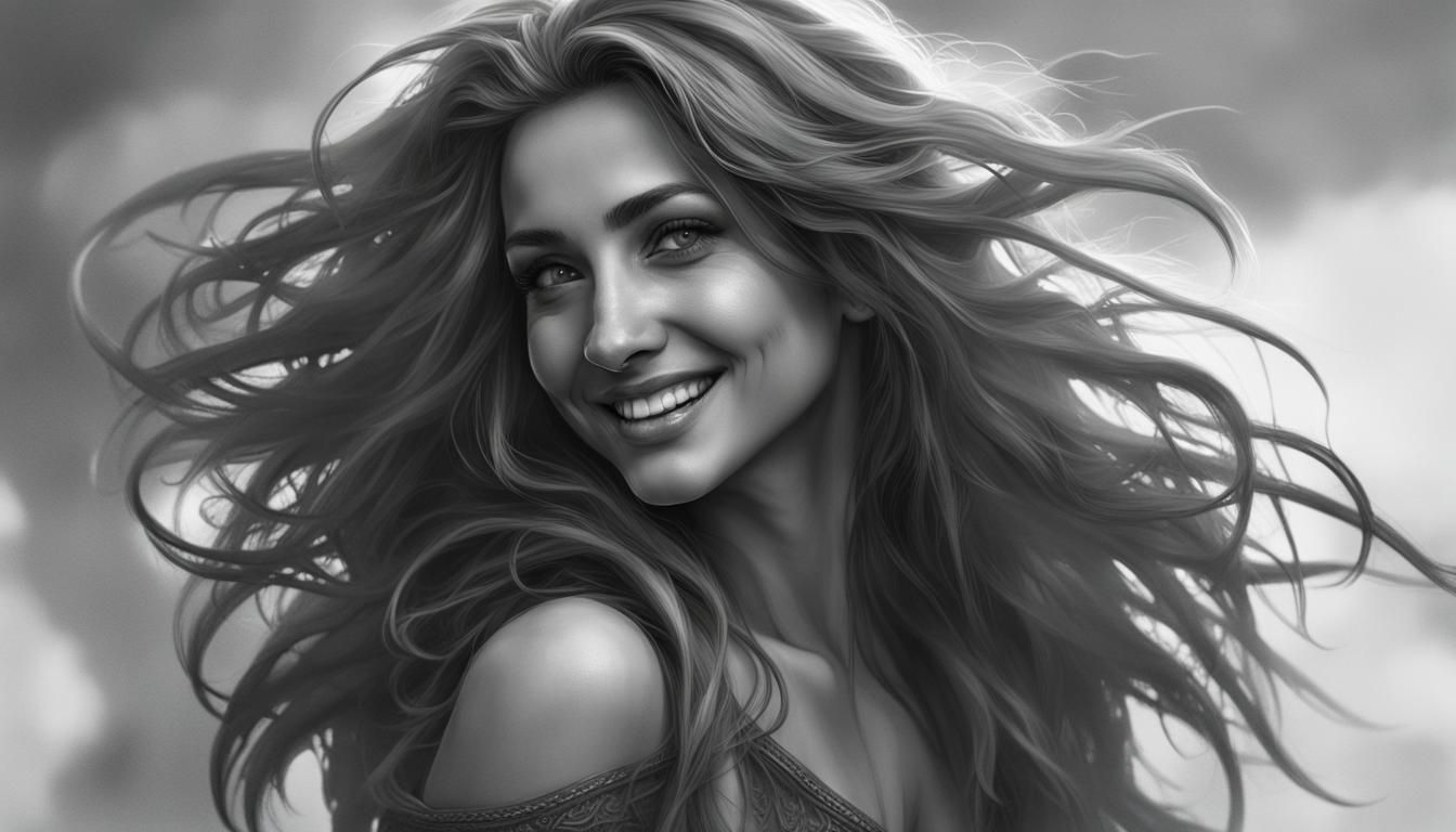 Detailed Black and White Portrait with Dynamic Lighting