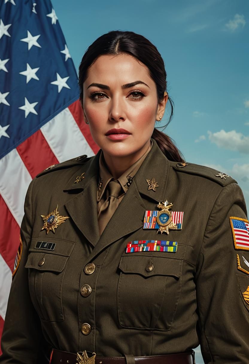 Monica Bellucci in Military Uniform Concept Art