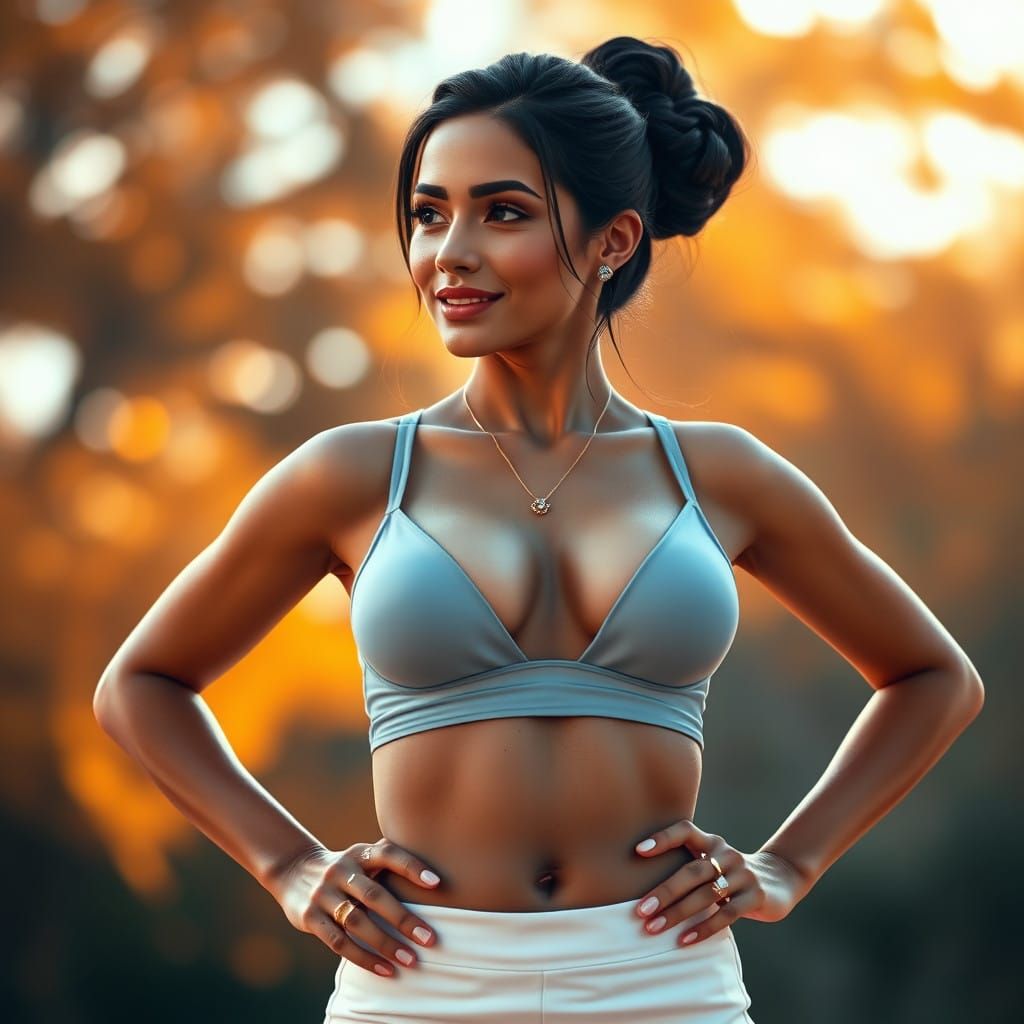 Golden Goddess: Latina Woman in Autumn Setting