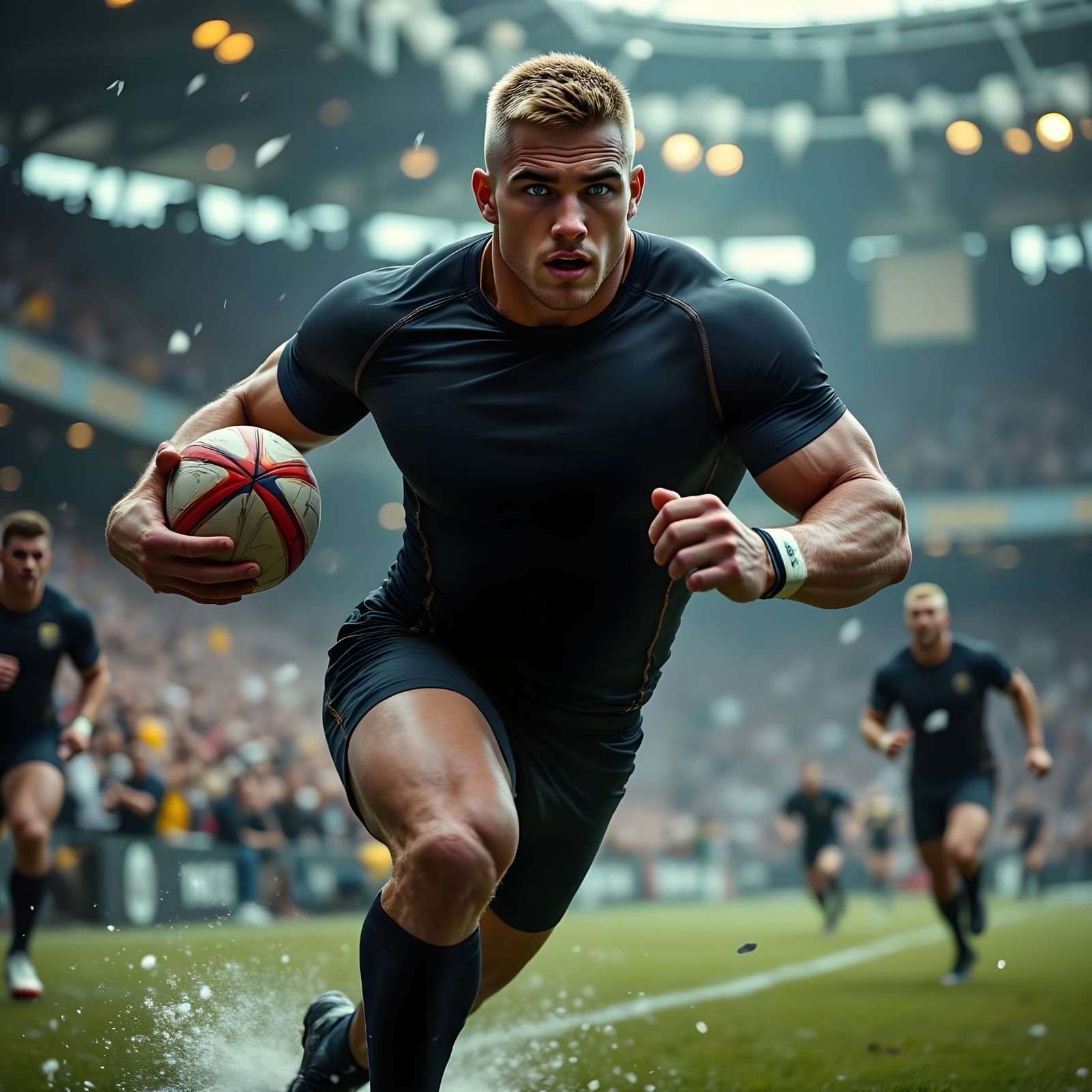 Rugby Player in Dramatic Cinematic Action