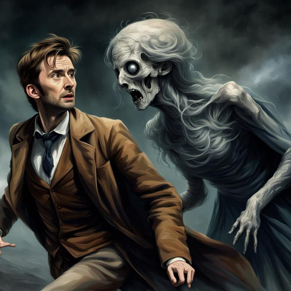 Doctor Who's Terror: Ghostly Apparition in Doré Style