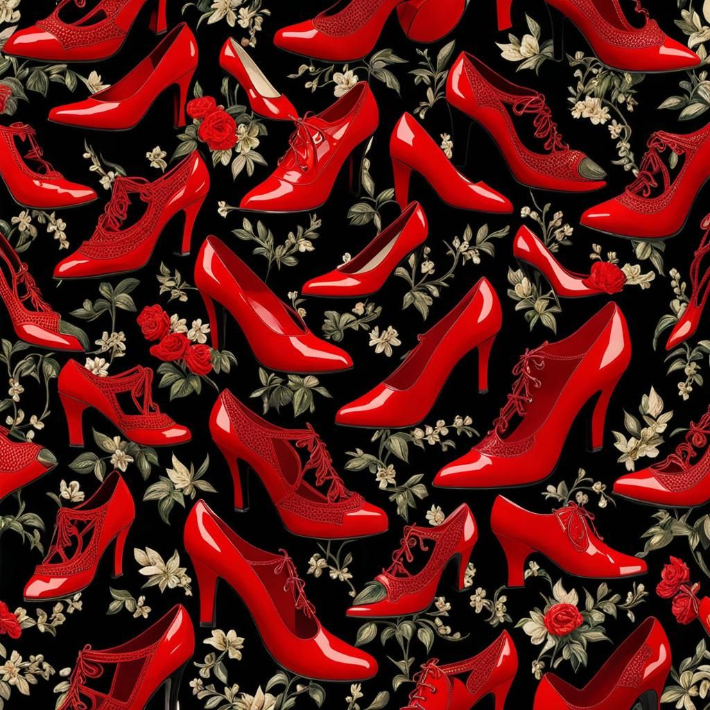 Red Women's Shoes in 1920s Romantic Style